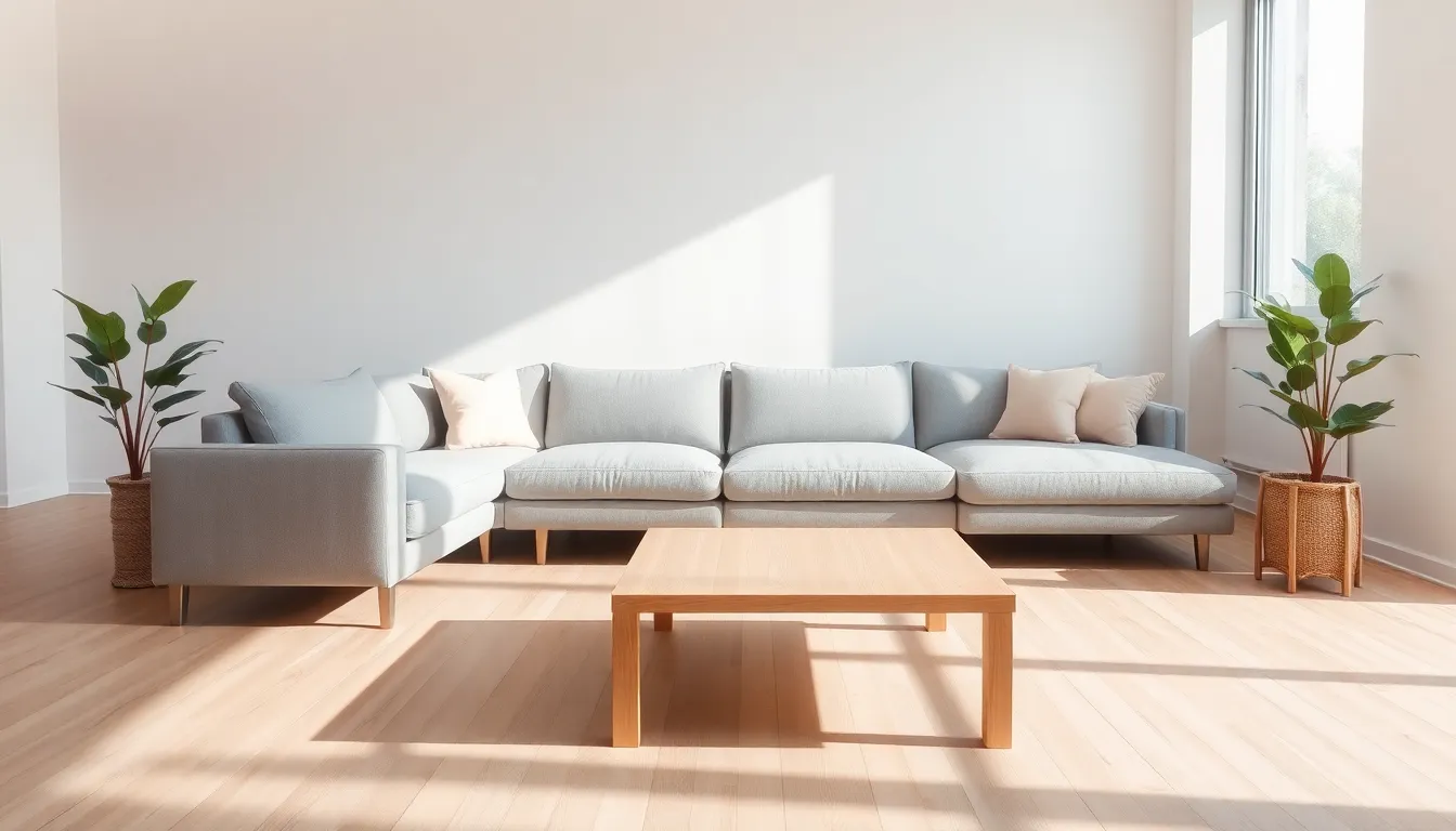 minimalist living room with modern furniture and natural light.