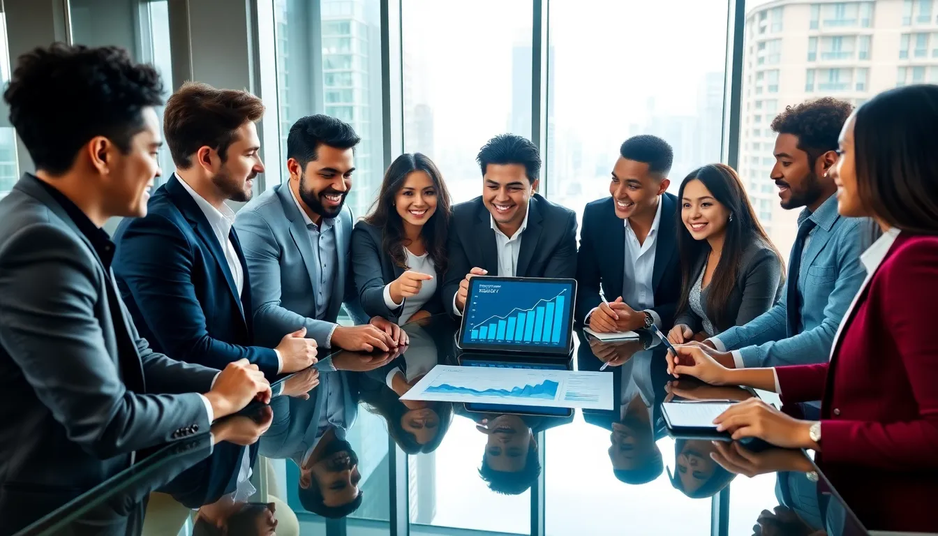 diverse entrepreneurs collaborating in a modern office setting.