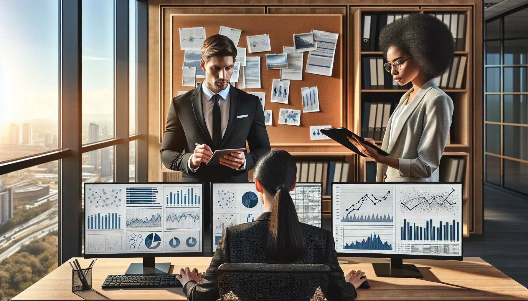 Two professionals in an office, representing CPA in accounting and CFA in investments.