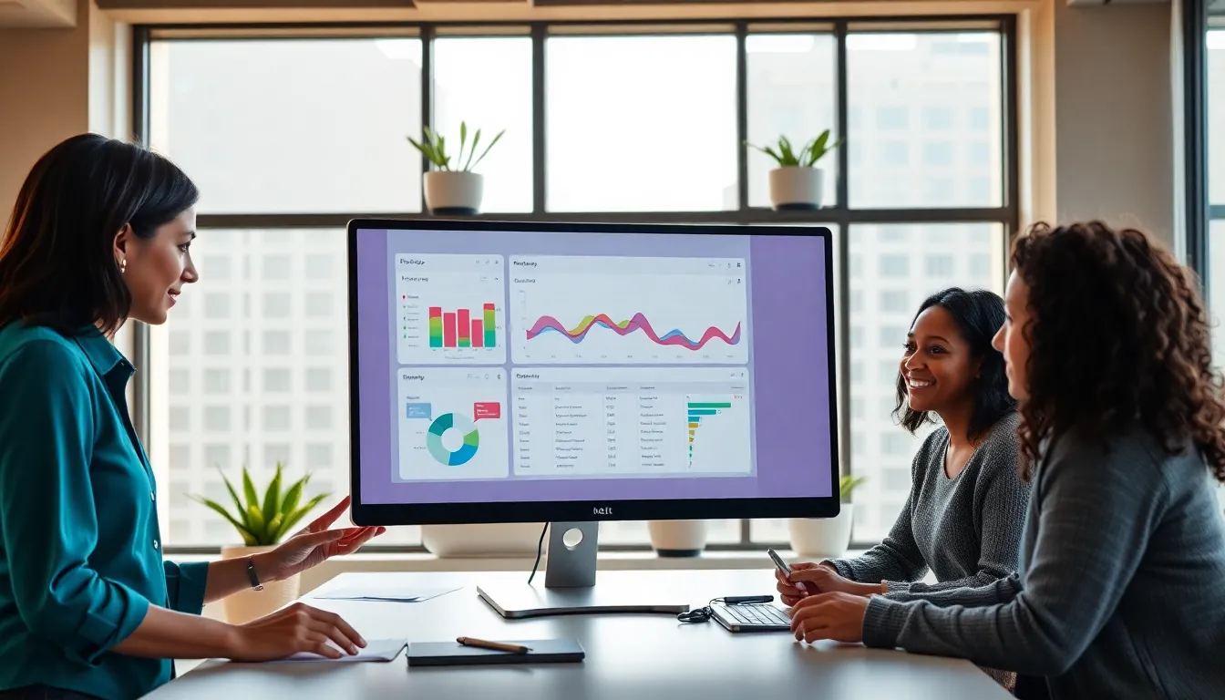 professionals using LotsOfPower Net in a modern office environment.
