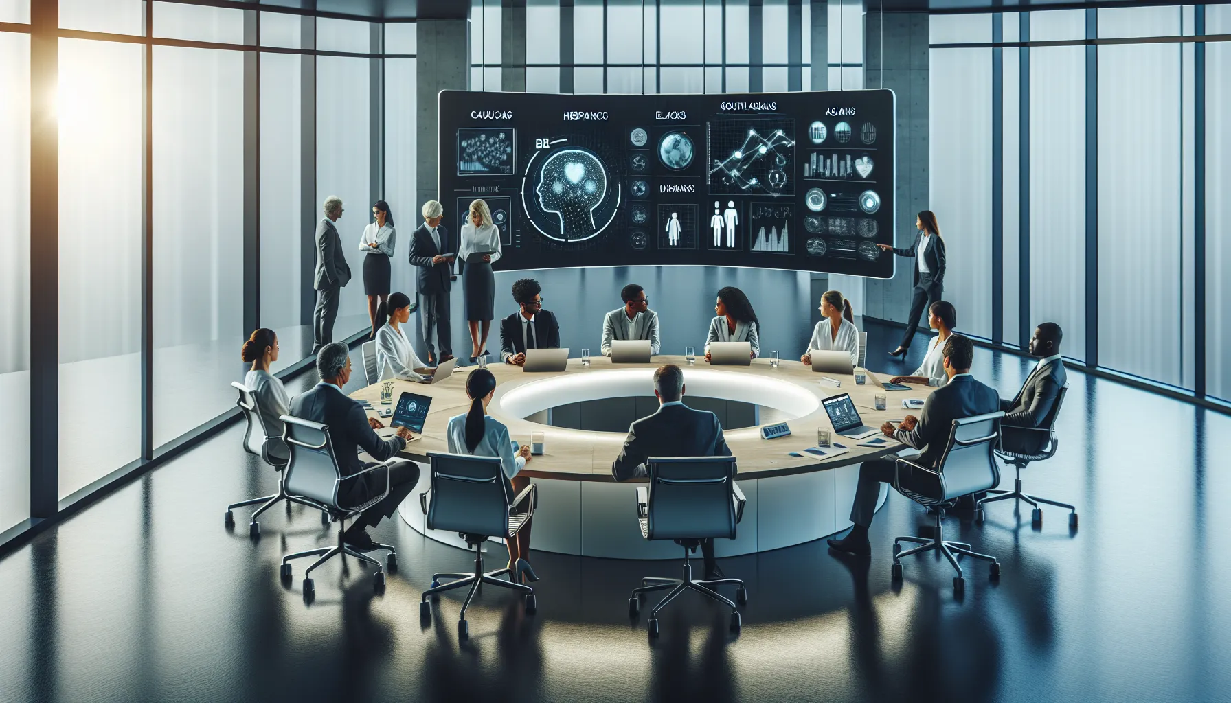 diverse healthcare team collaborating in a modern office.