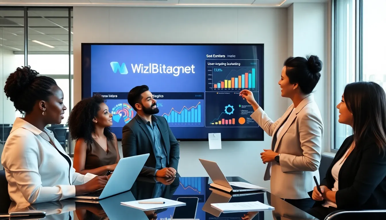 diverse team discussing strategies in a modern office.