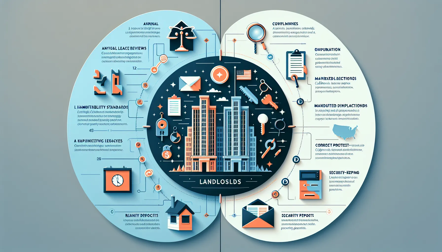 Infographic showing legal steps and tenant relation tips for Danville landlords.