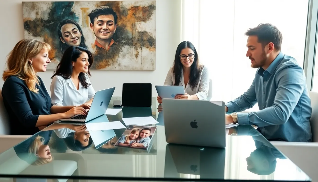 two co-parents collaborating in a modern office.
