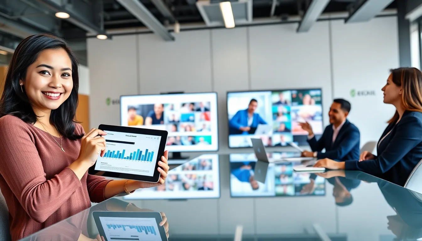 diverse team collaborating on social media video marketing strategies.