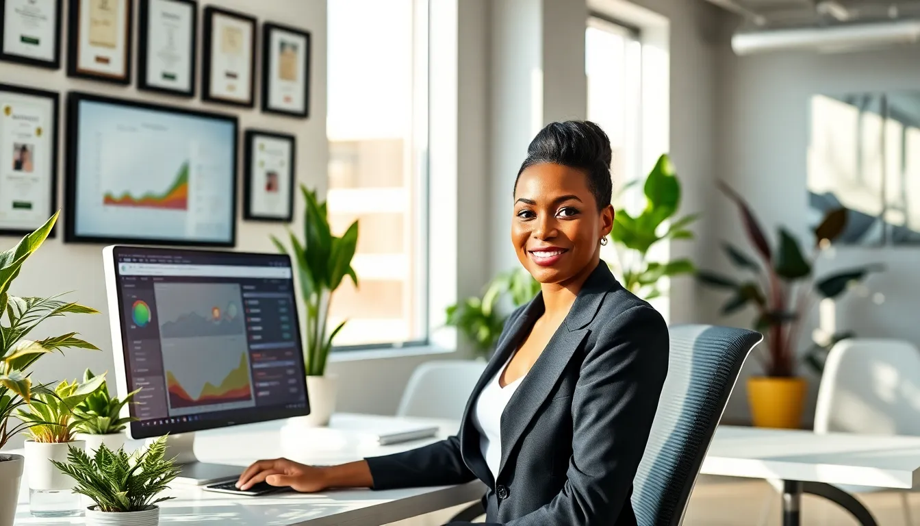 A professional manager in a modern office overseeing real estate operations.