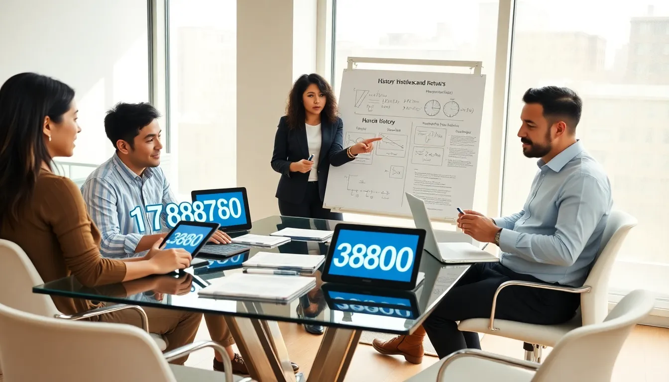 diverse team discussing the significance of the number 7168738800.