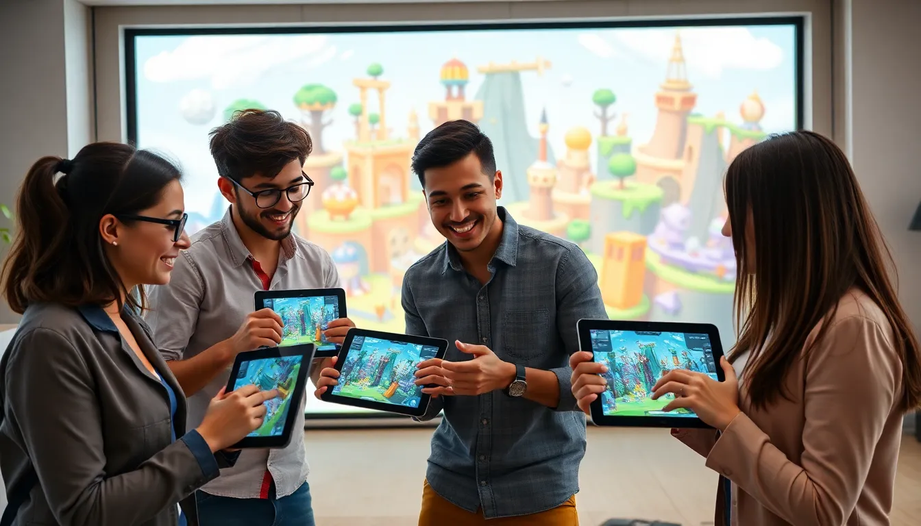 diverse group enjoying Xbox ImagineerGames in a modern gaming setup.