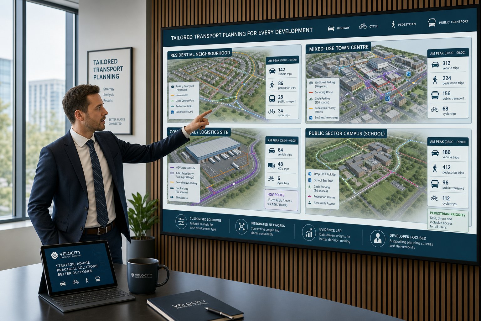 Transport consultant reviewing plans for residential, mixed-use and logistics developments.