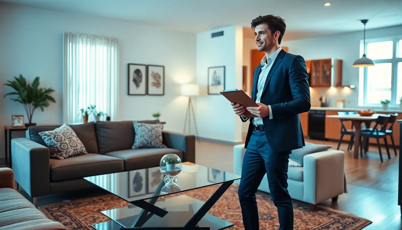 young professional discussing house hacking in a modern living room.