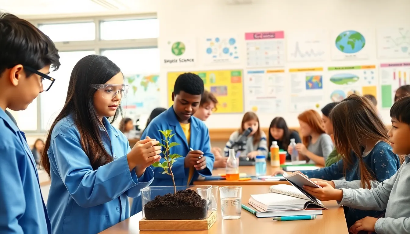 students engaged in integrated science education in a modern classroom.