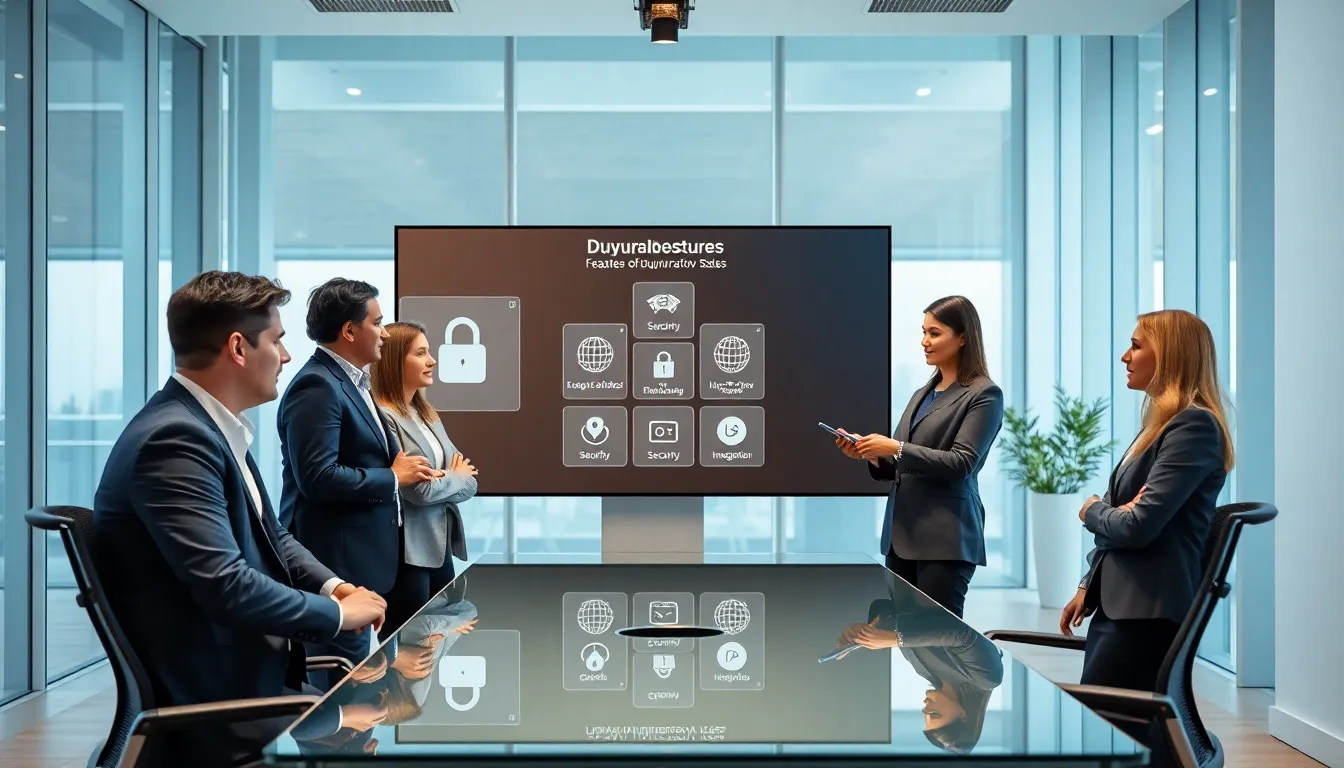 diverse team discussing duyurulariov01001 features in a modern office.