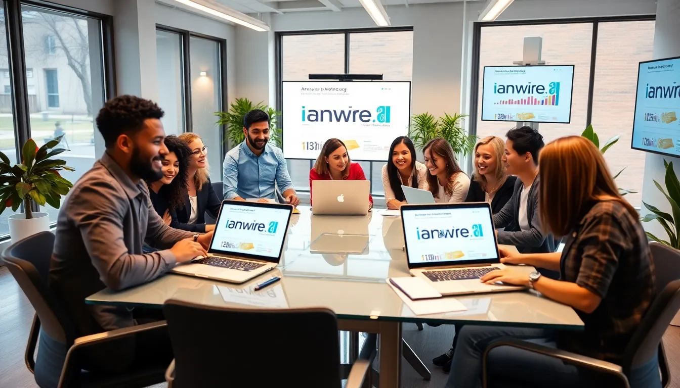 diverse professionals collaborating in a modern workspace.