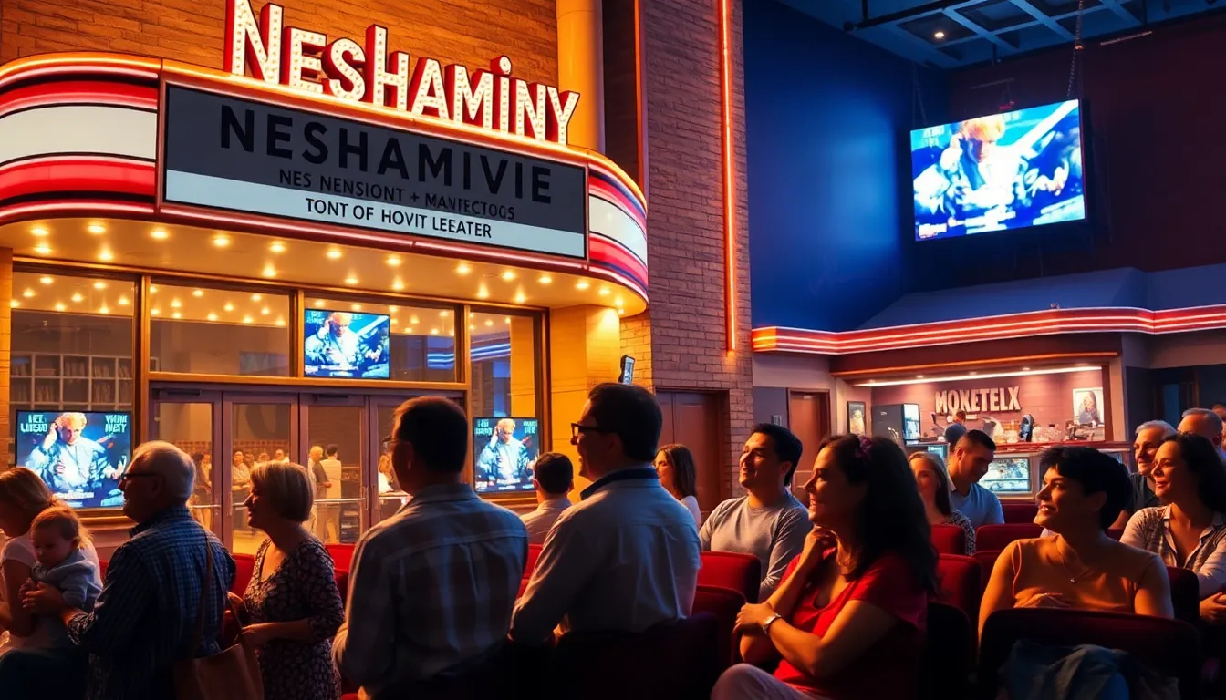 Neshaminy Movie Theater with diverse moviegoers enjoying a classic cinema experience.