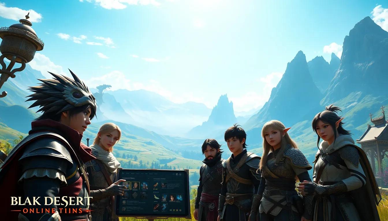 diverse players customizing characters in a fantasy landscape.