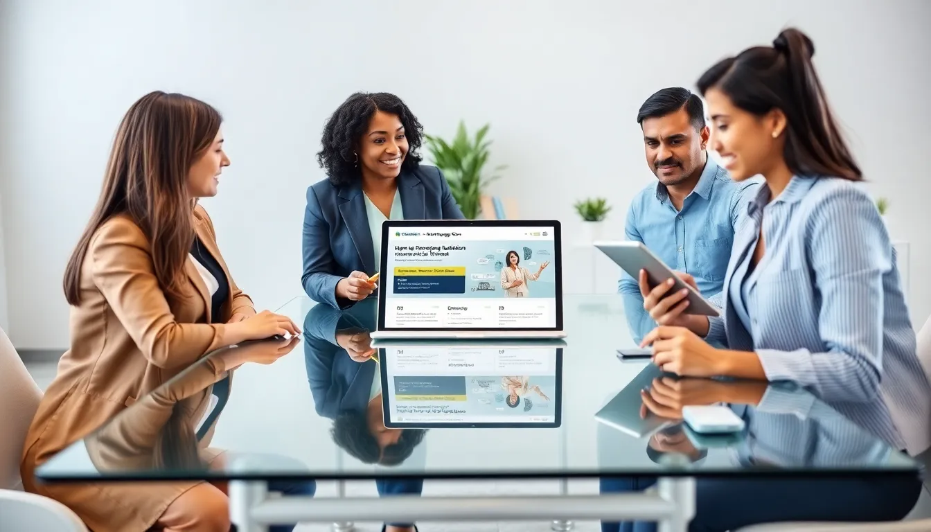 diverse team discussing Rocket Mortgage One+ in a modern office setting.