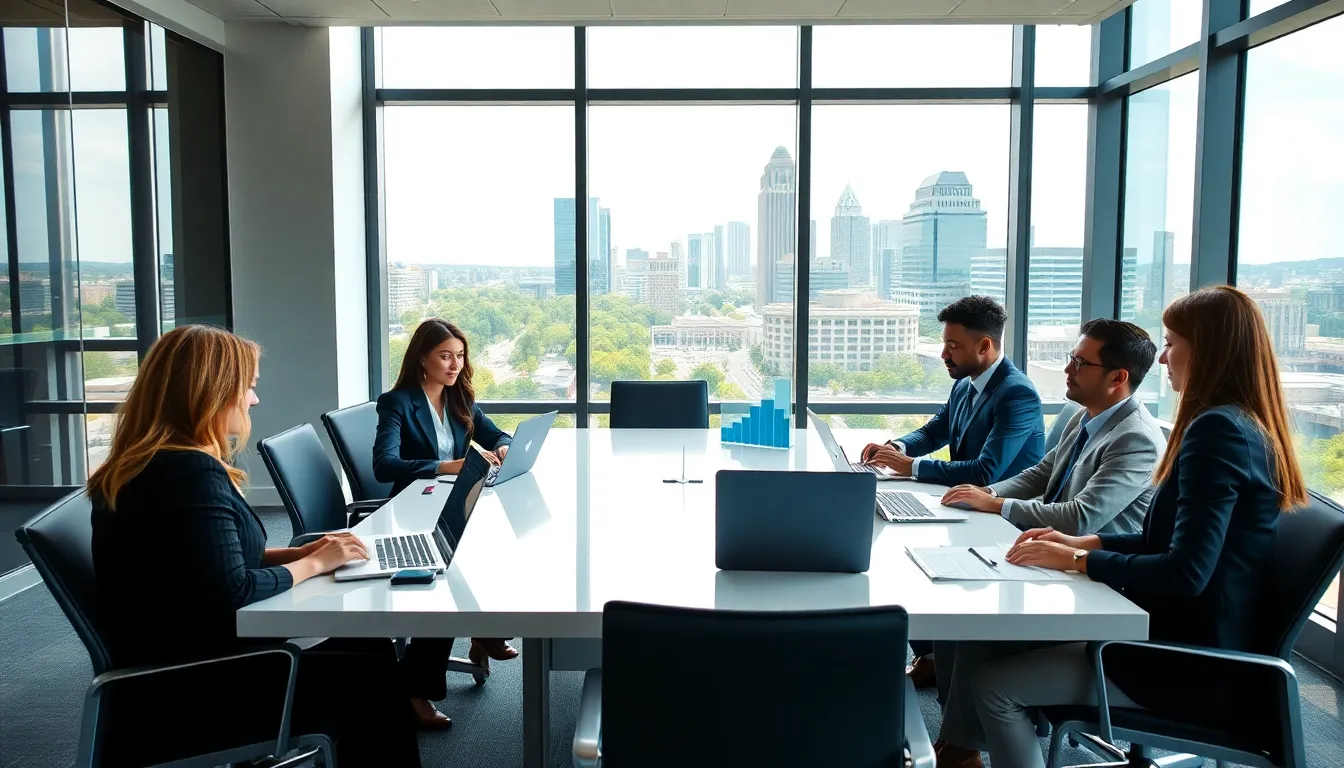 diverse team collaborating in a modern office setting in Raleigh.