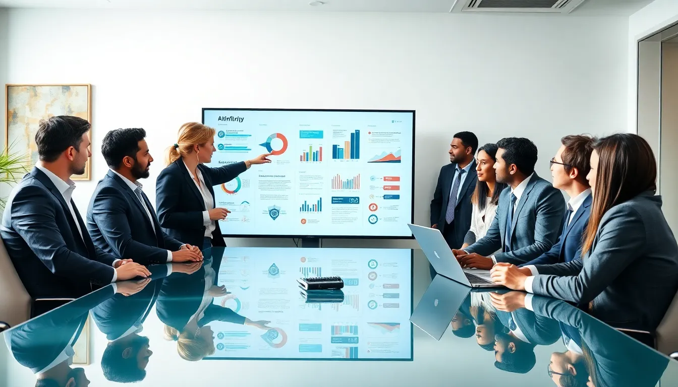 diverse professionals discussing innovative concepts in a modern conference room.