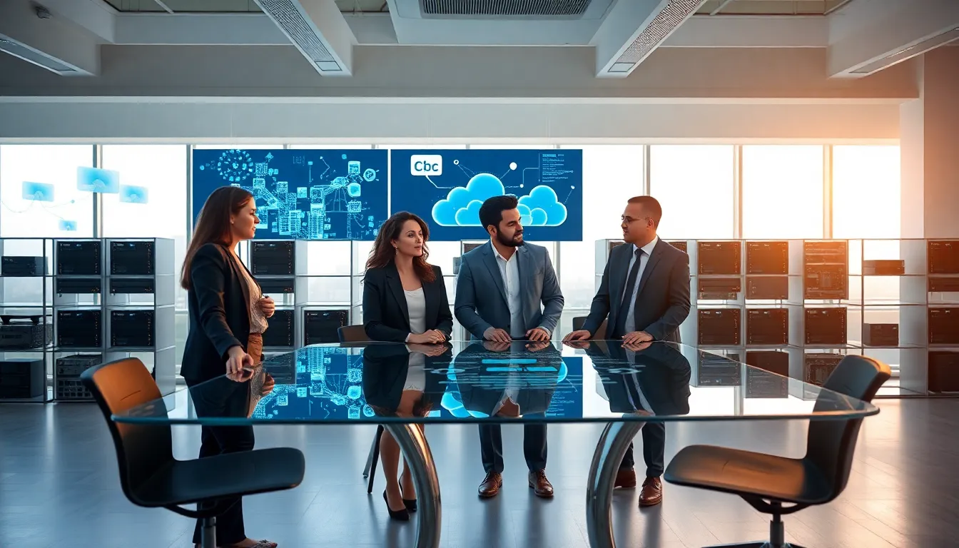 diverse team collaborating in a modern office on IT infrastructure.