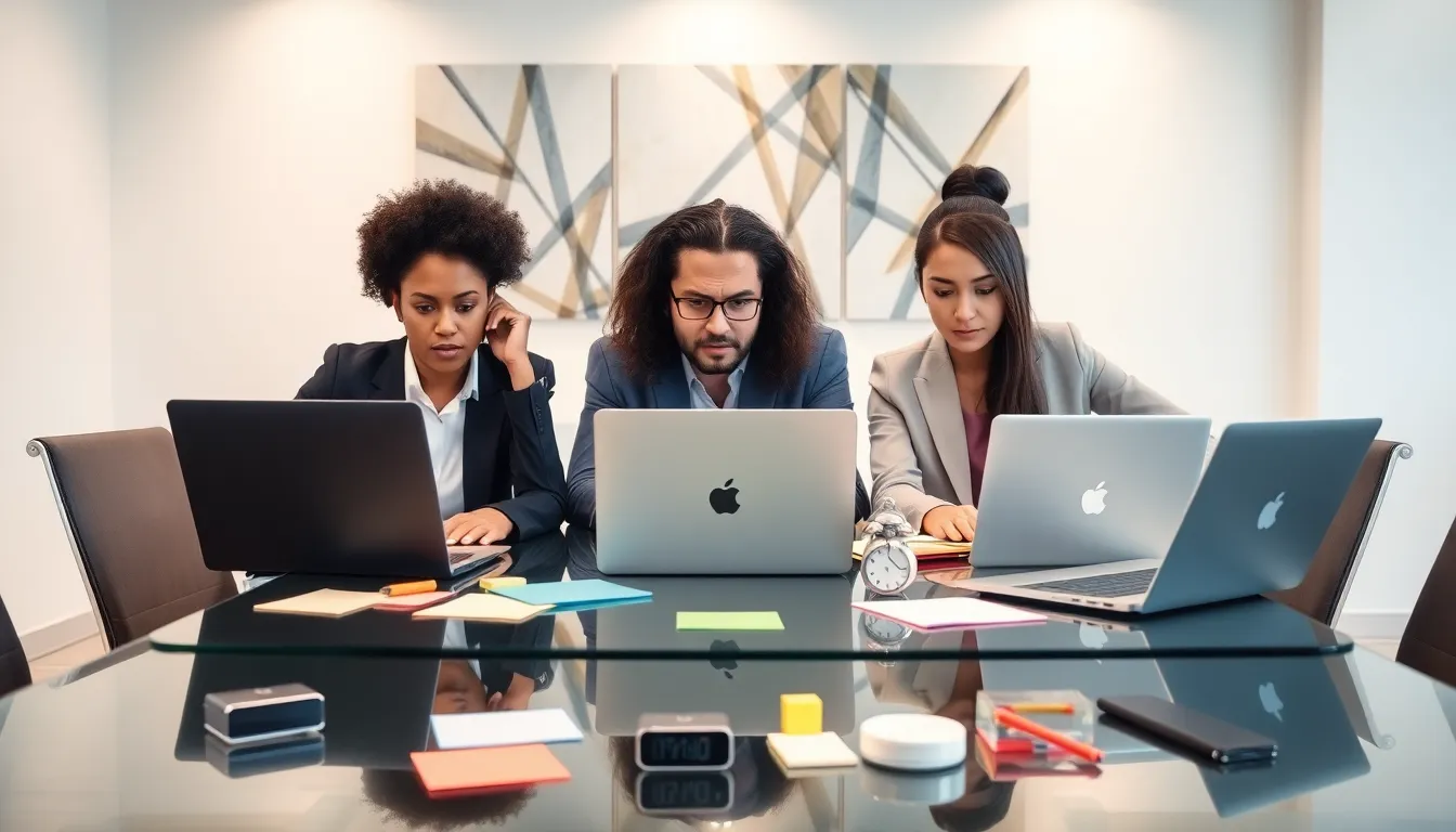 diverse team navigating time management challenges in a modern office.