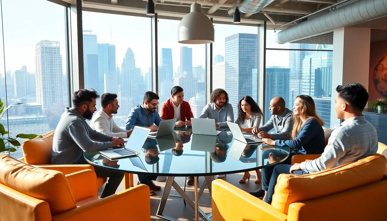 diverse software developers collaborating in a modern Chicago office.