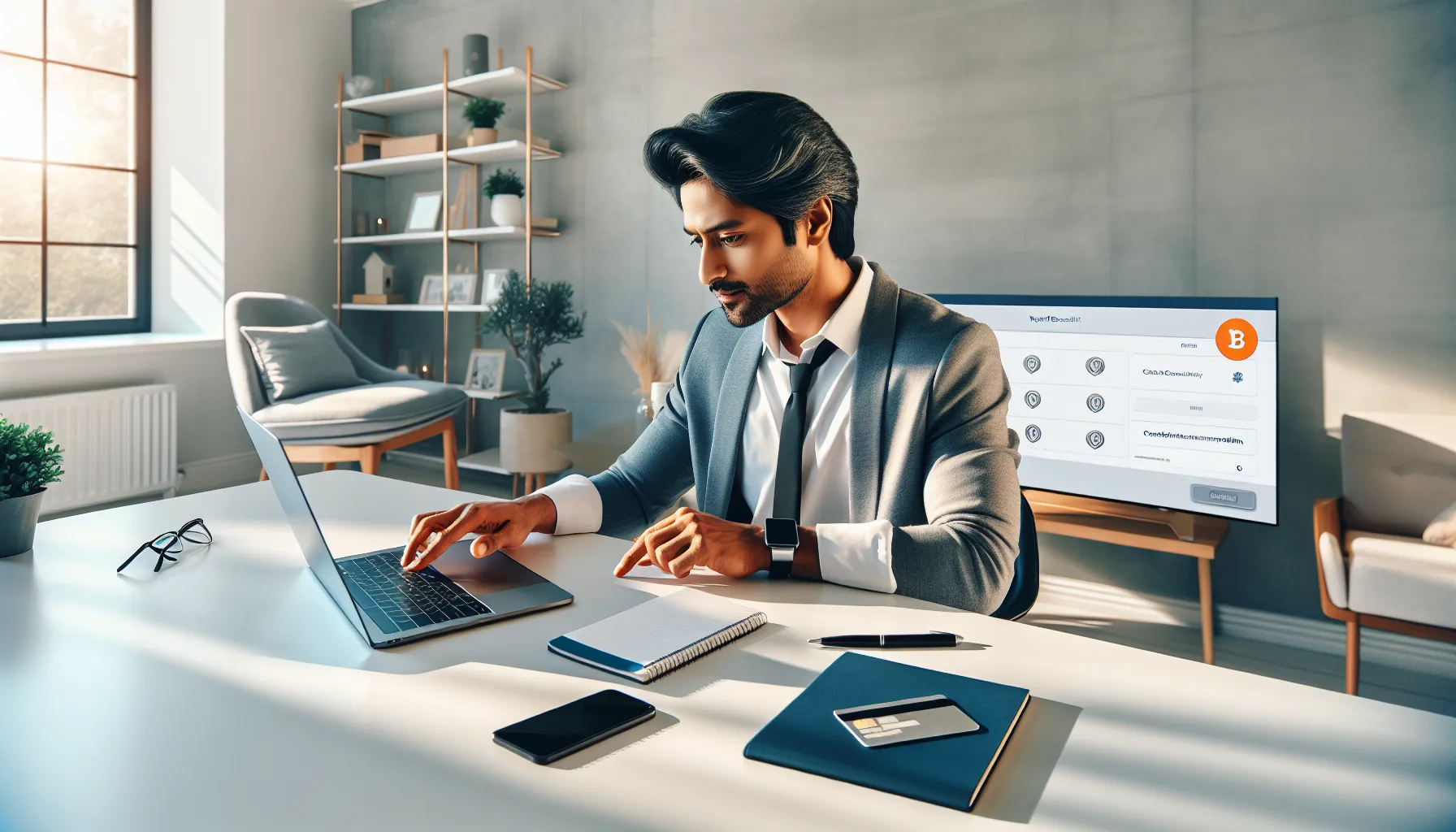 Professional user depositing funds on OrangeX platform via laptop in modern UK workspace.