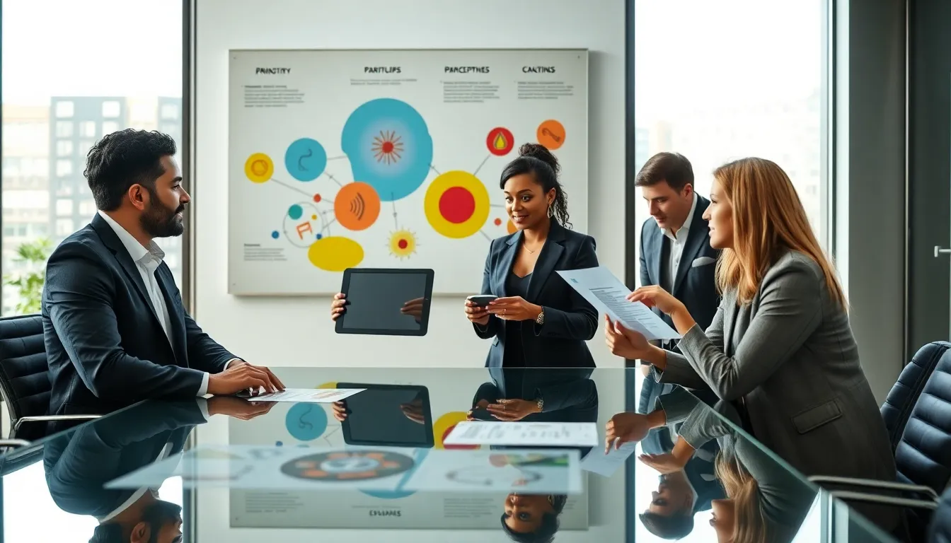 diverse team collaborating in a modern office on perceptual organization.