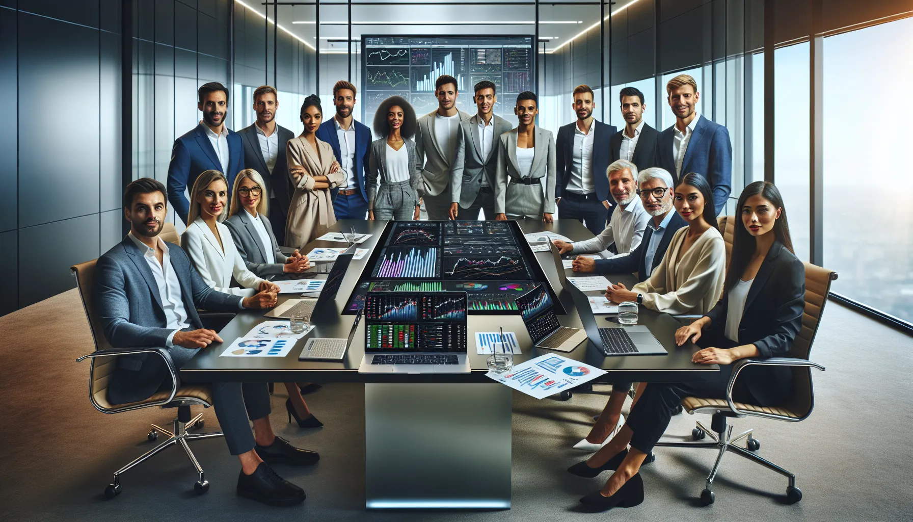 diverse team discussing betting strategies in a modern office.