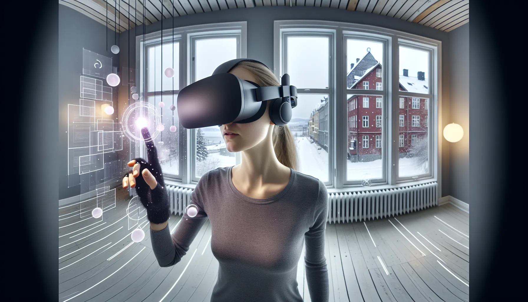 Virtuell virkelighet og grafisk design: en ny æra 2 Norwegian designer using vr with floating 3d ui panels and haptic feedback.