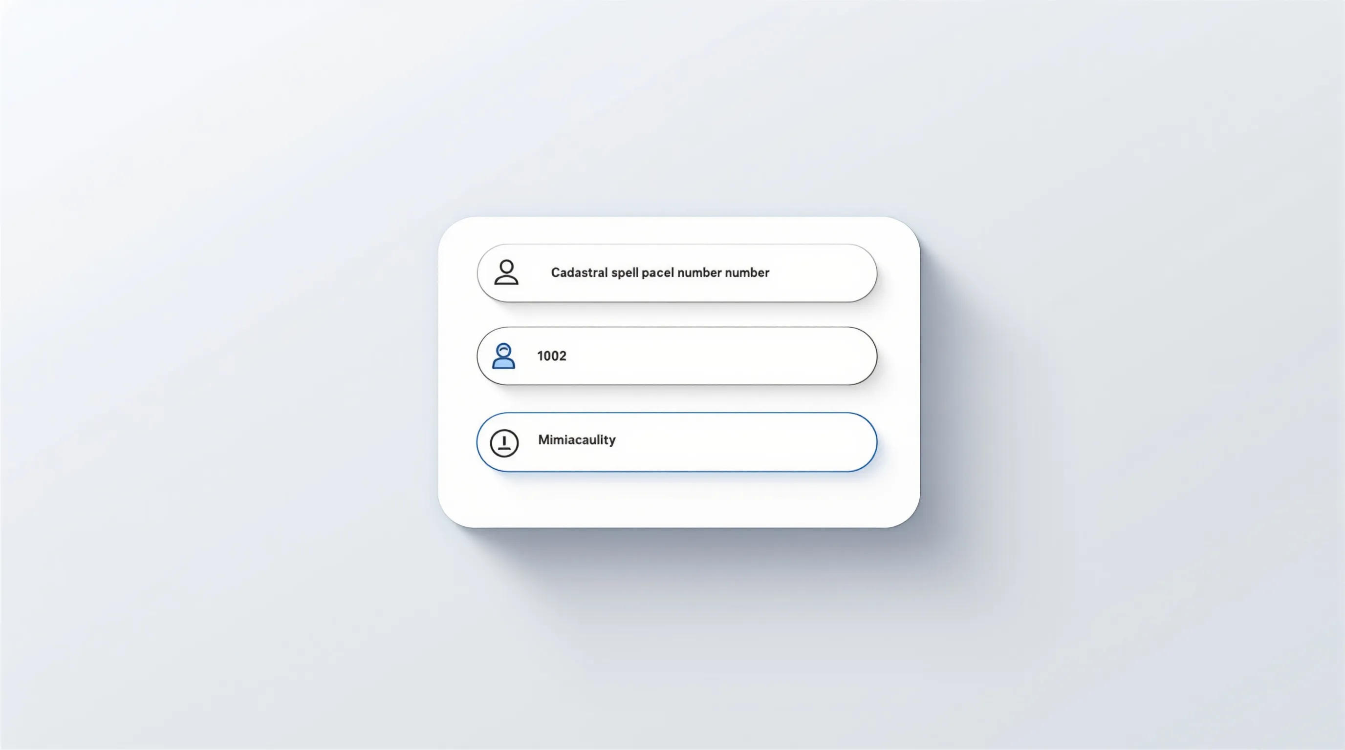 Minimal search form with two input fields for cadastral parcel and municipality data.