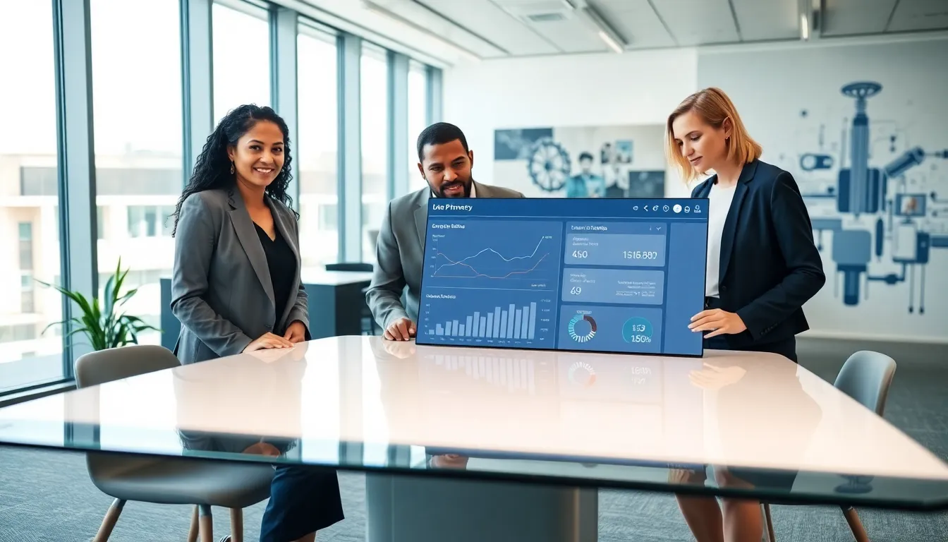 diverse team working together on privacy technology in a modern office.