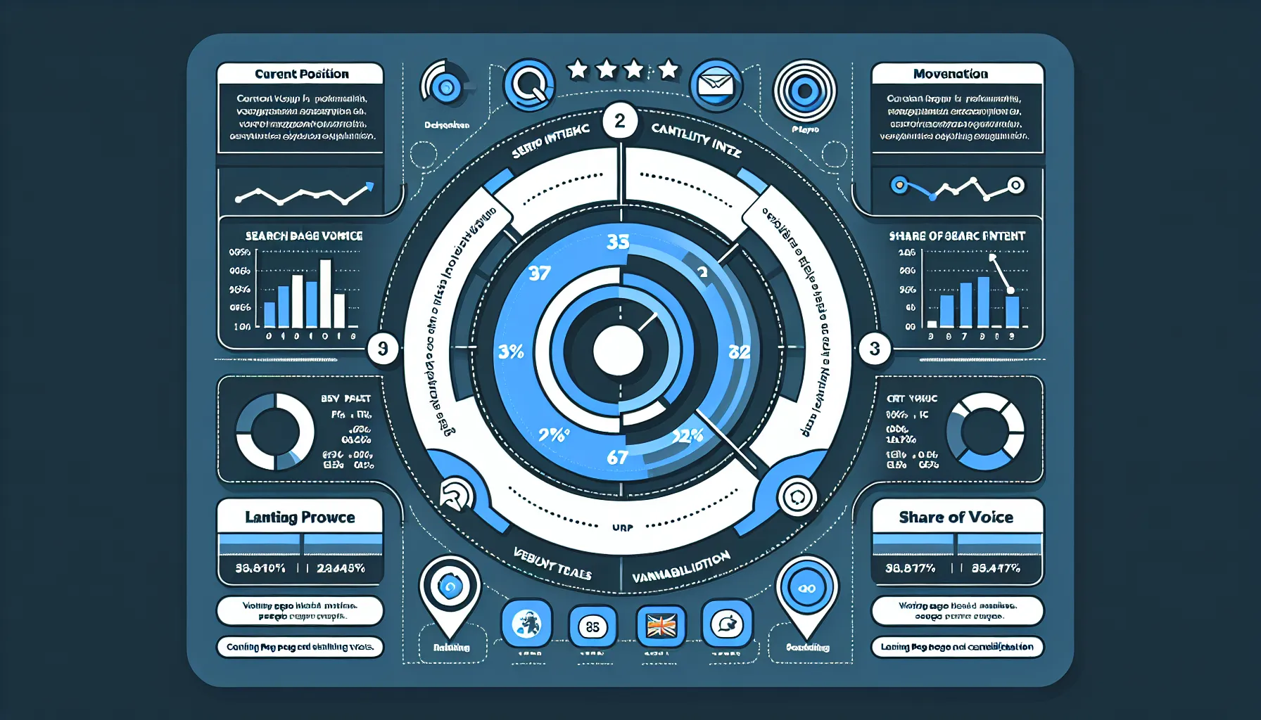 UK-themed dashboard of key keyword ranking report metrics.