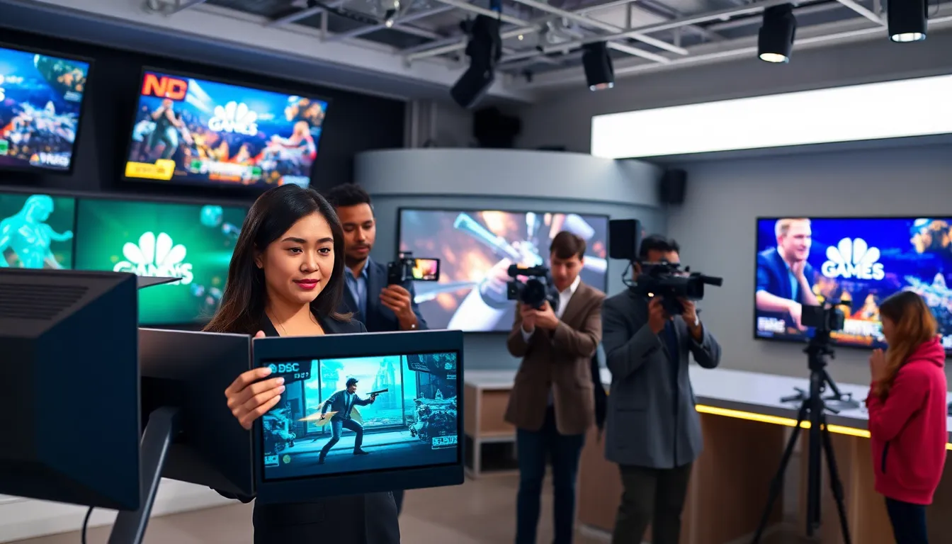 diverse newsroom team producing video game news content.