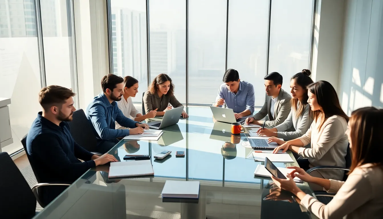 diverse developers collaborating in a modern office setting.