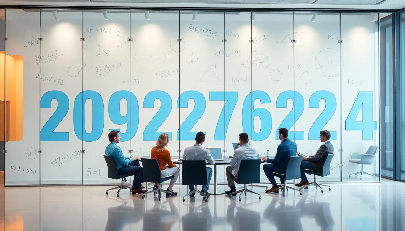 professionals discussing the significance of the number 2092276224 in a modern office.