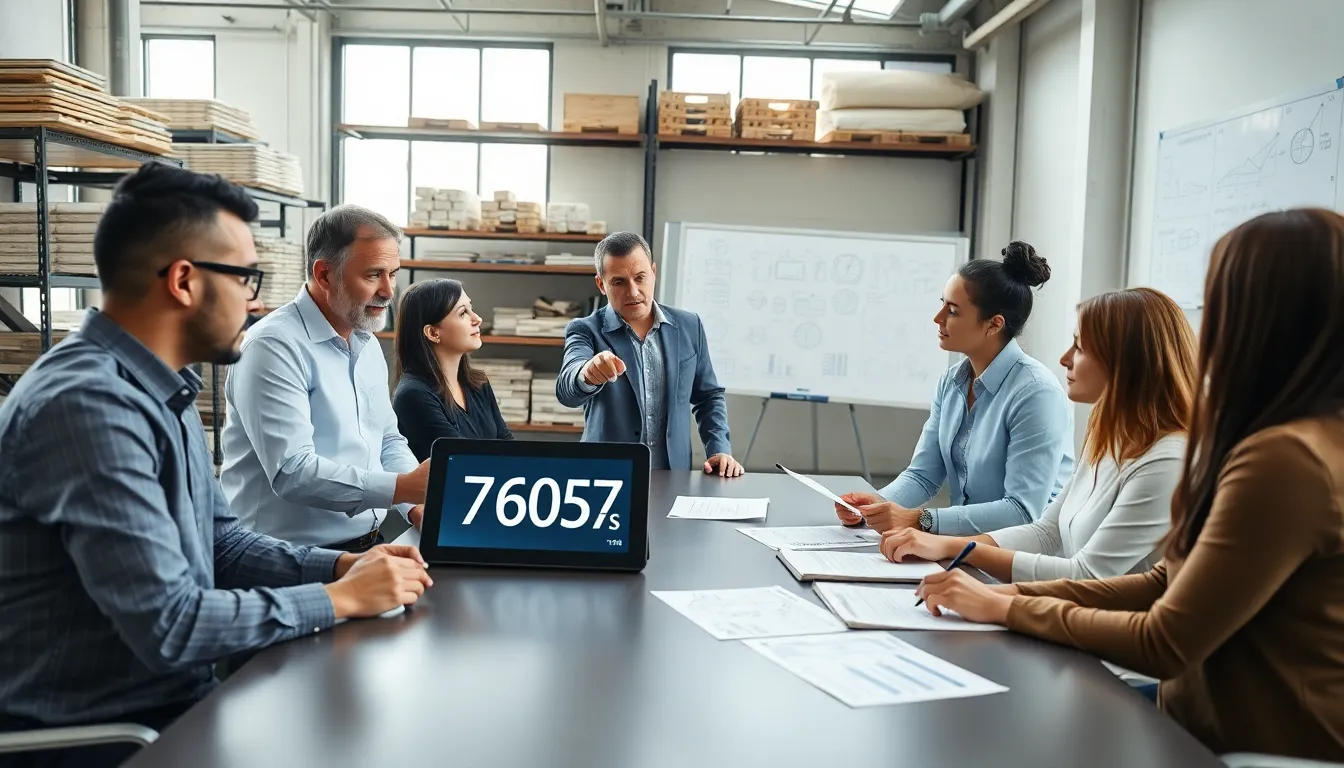 diverse team discussing industrial specifications in a modern office.