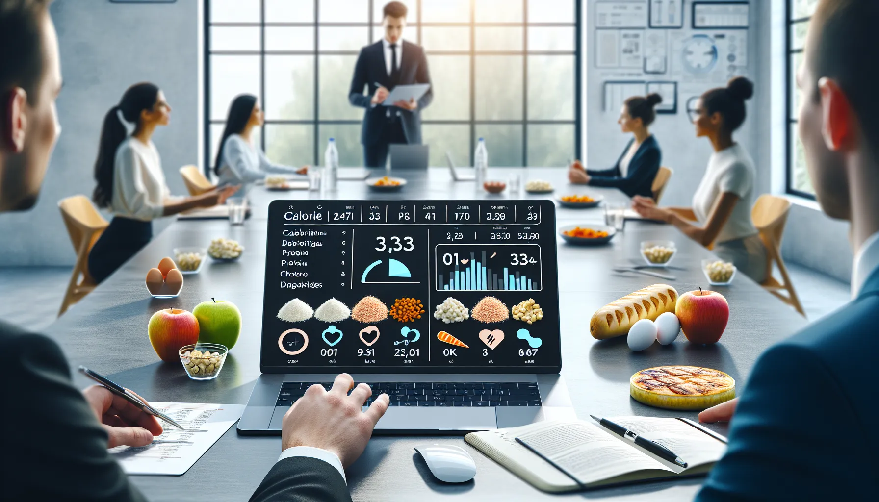 People using a digital calorie calculator with Croatian food examples.