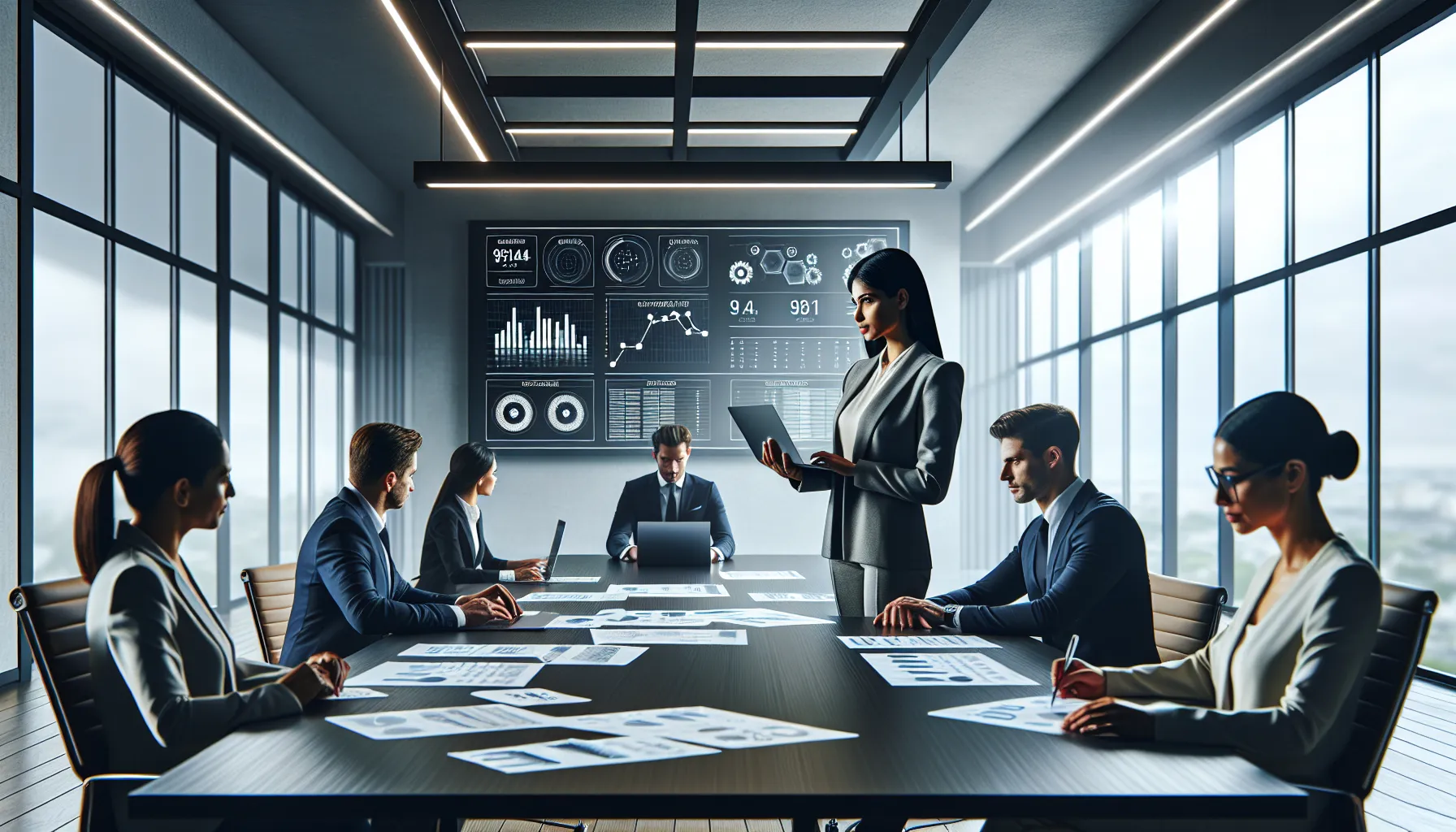 diverse team collaborating in a modern office setting.