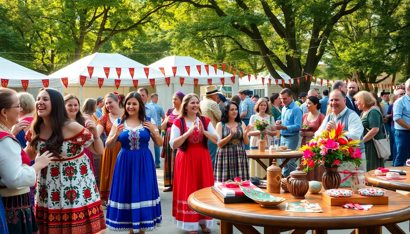 diverse group celebrating Pırnu at a community festival.
