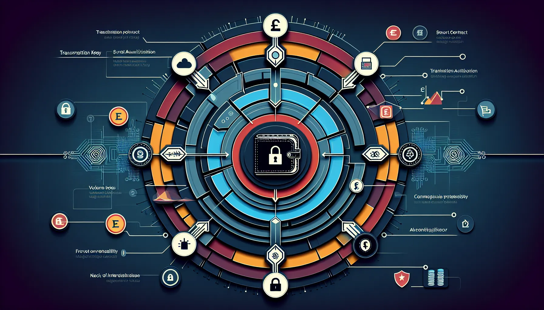 Layered diagram showing wallet at center with security zones and threat vectors in Web3.
