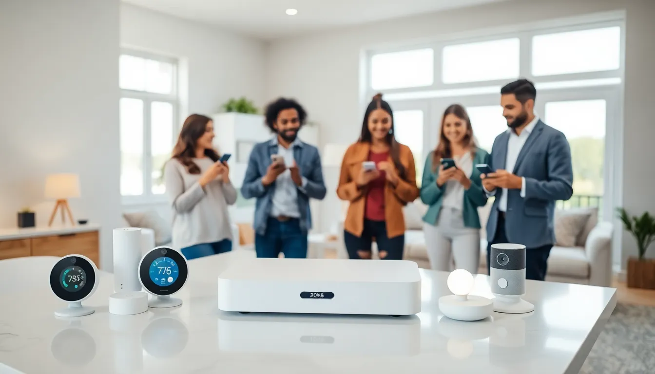 a modern home showcasing a home automation hub with smart devices.