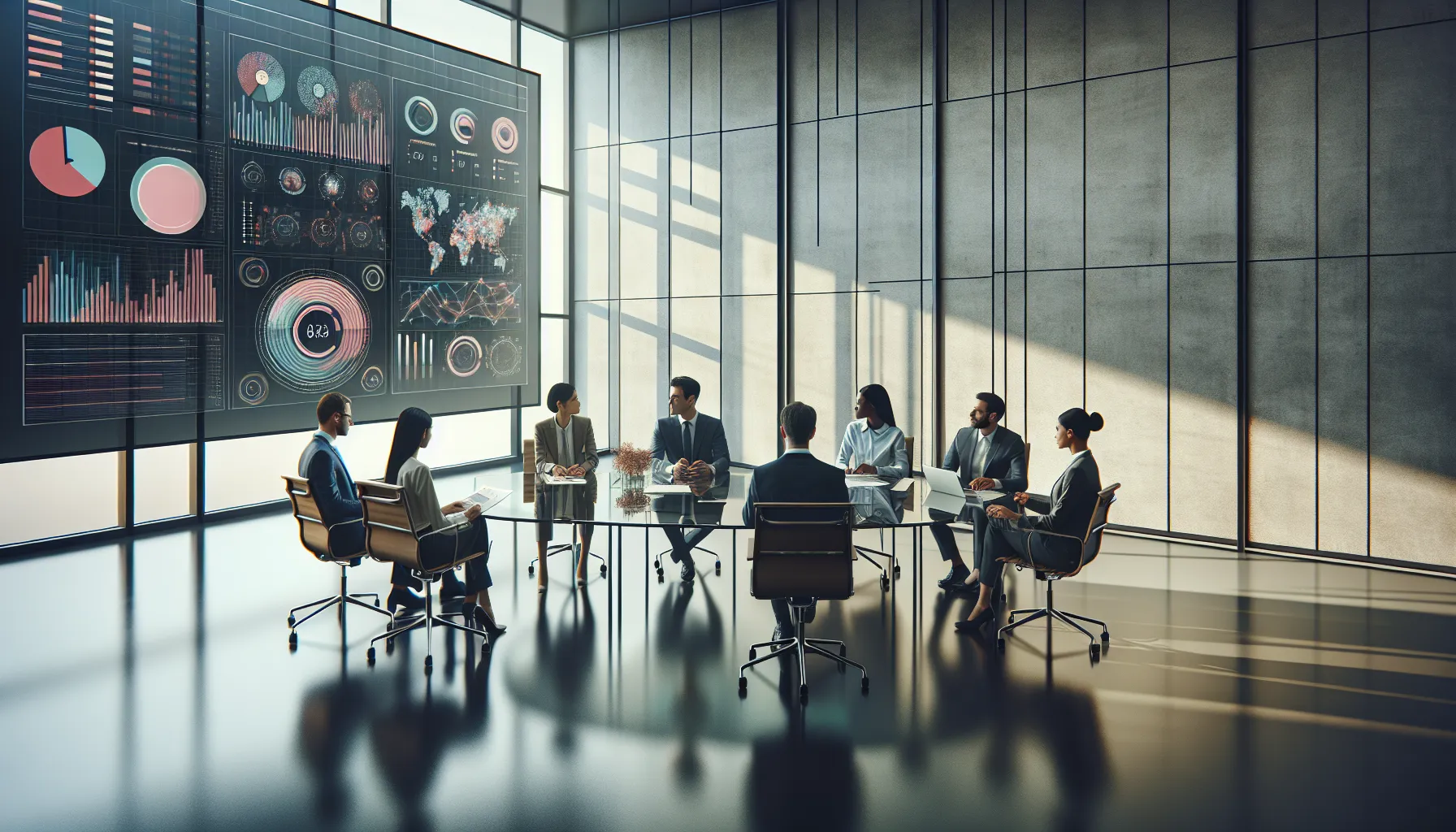 diverse team discussing performance capabilities in a modern office.