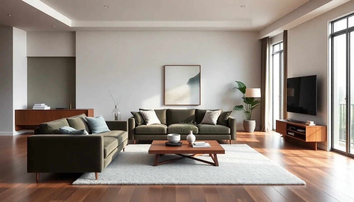 modern living room showcasing key elements of interior design.