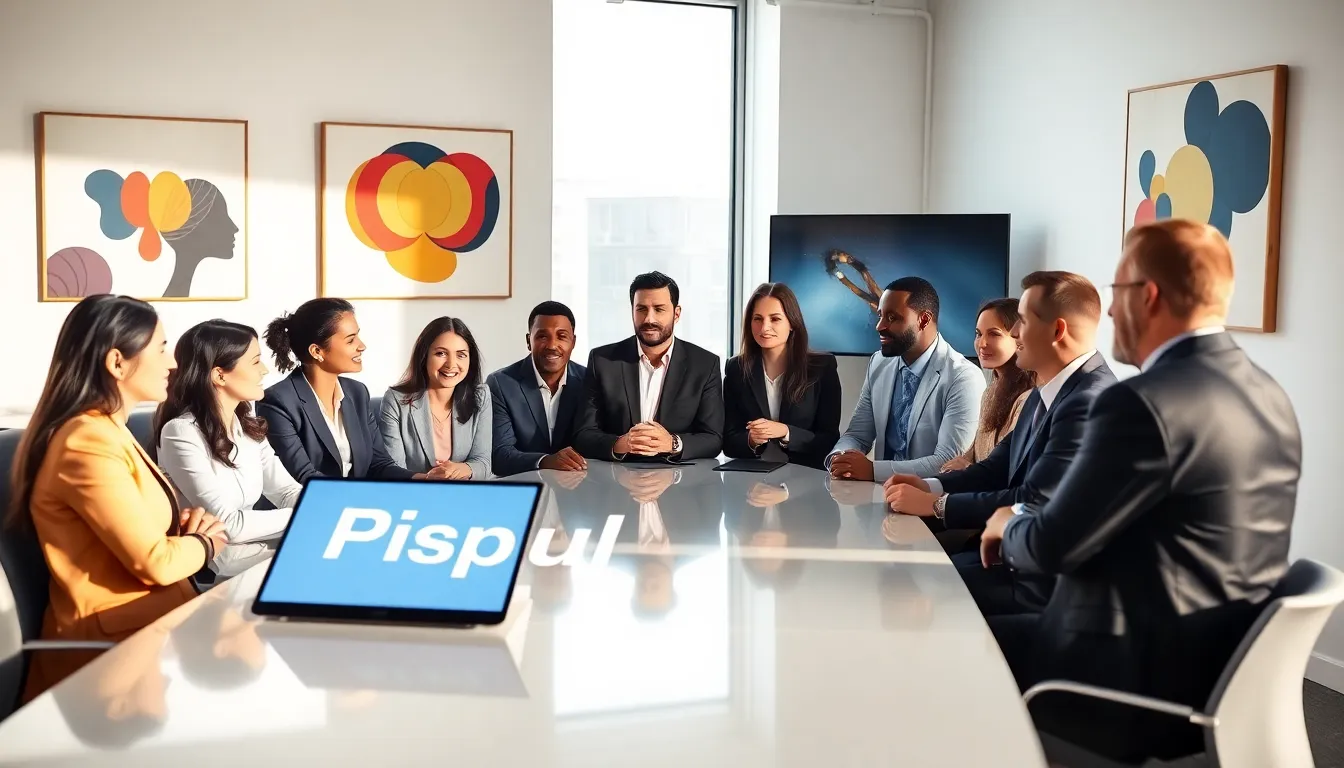 diverse team discussing the term 'Pispulyells' in a modern office.