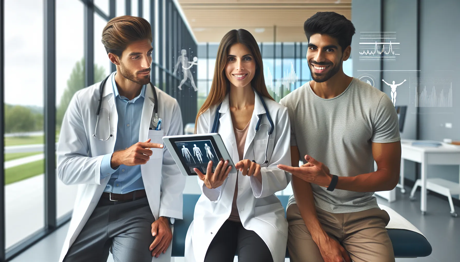 diverse healthcare team discussing treatment options in a modern clinic.