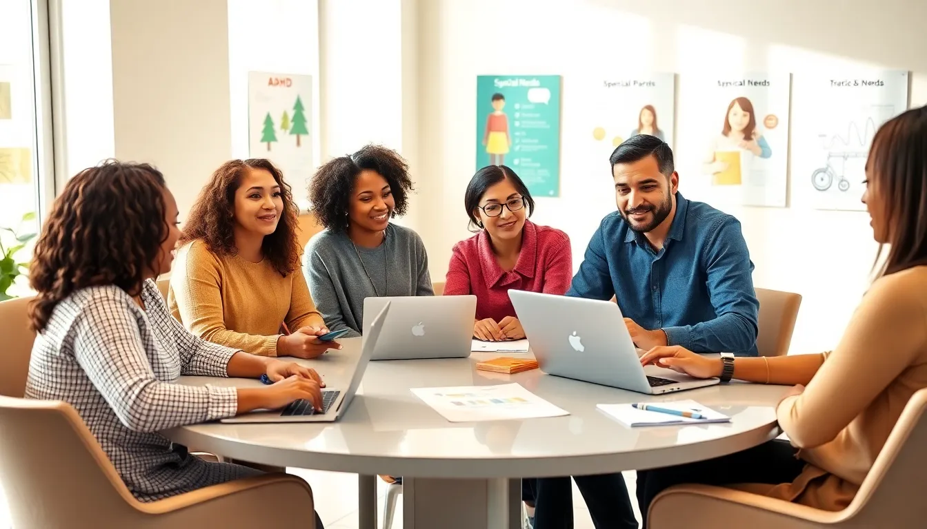 diverse parents discussing strategies for special needs parenting.