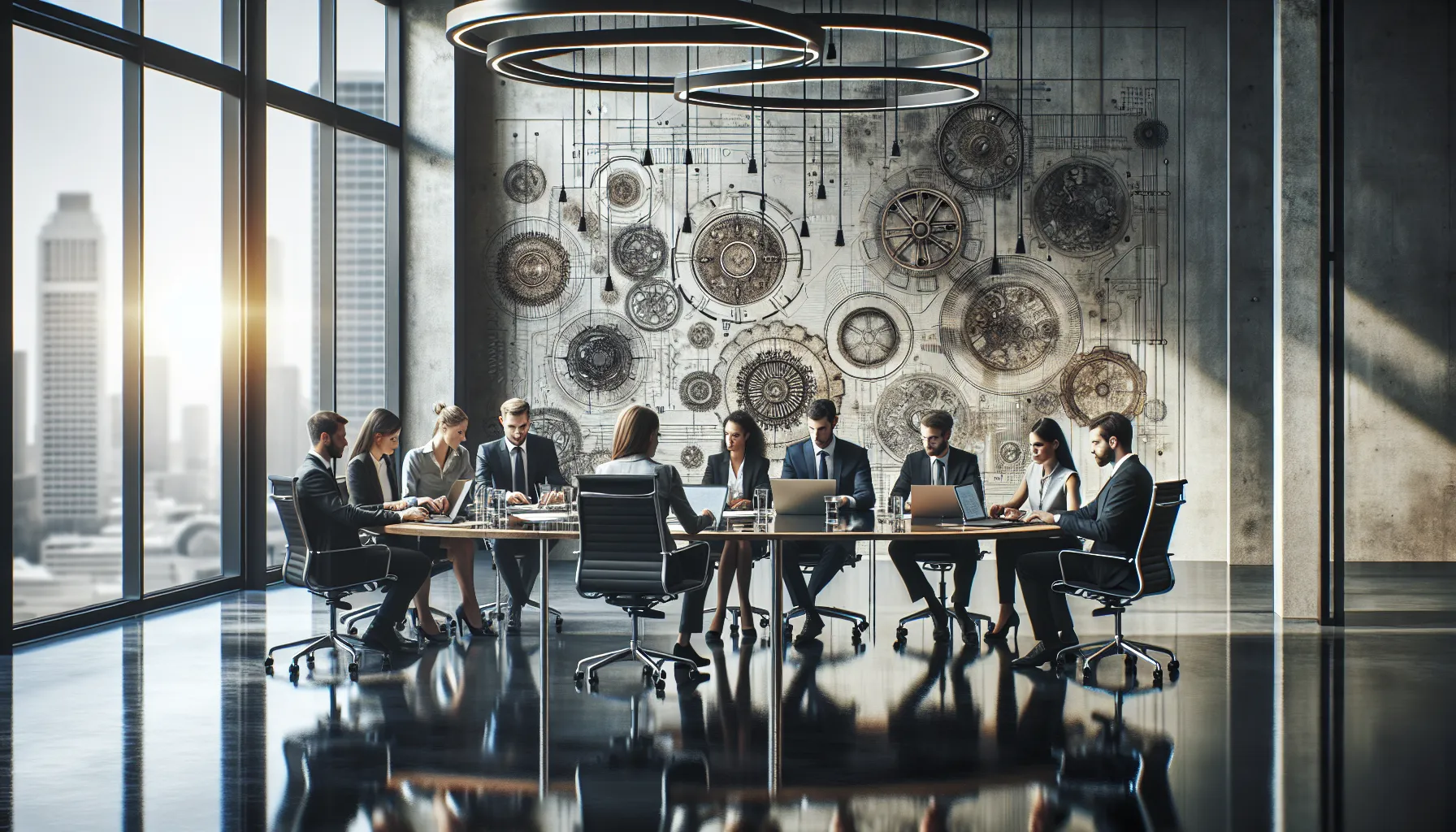diverse professionals collaborating on ikogeinps in a modern office.