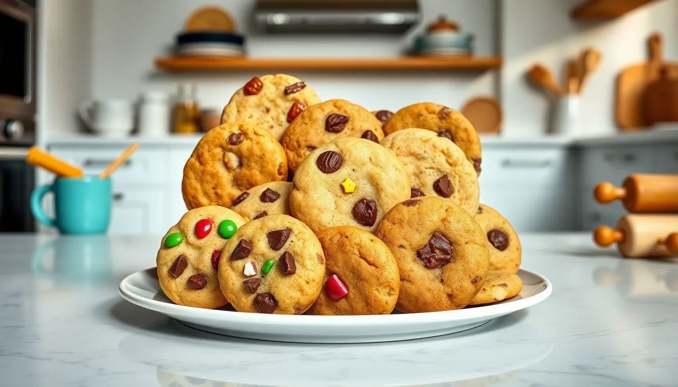 freshly baked Cookiesforlove cookies on a modern plate in a bright kitchen.