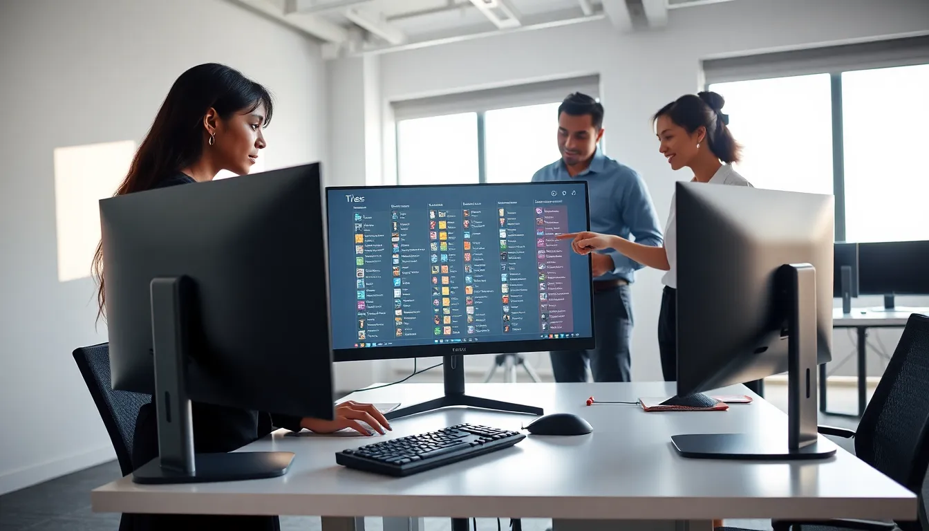 team discussing Final Fantasy XIV class tier list in a modern office.