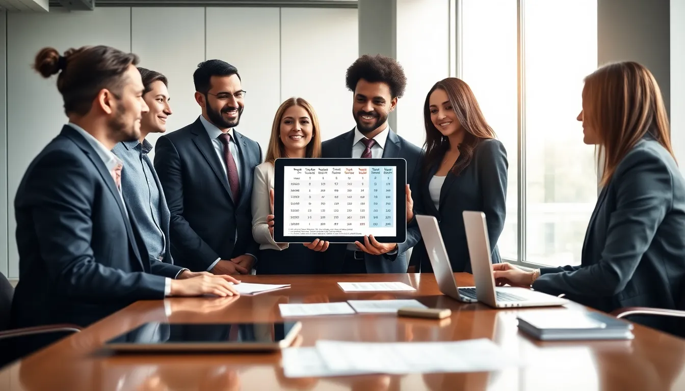 professionals discussing tax strategies in a modern office setting.